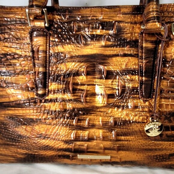 2 pc. BRAHMIN TIGER/TIGER'S EYE SMALL FINLEY SHOULDER BAG/PURSE-ADY WALLET SET - Picture 3 of 14